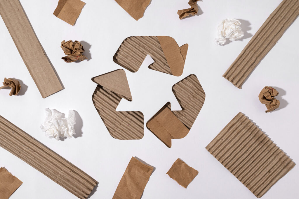 Flat Lay Cardboard Minimal Recycling Concept